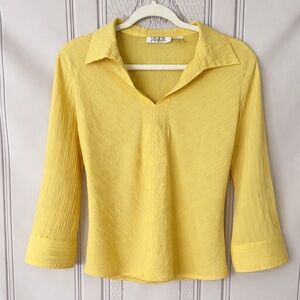 Selene Sport Yellow Textured Blouse - Size Large